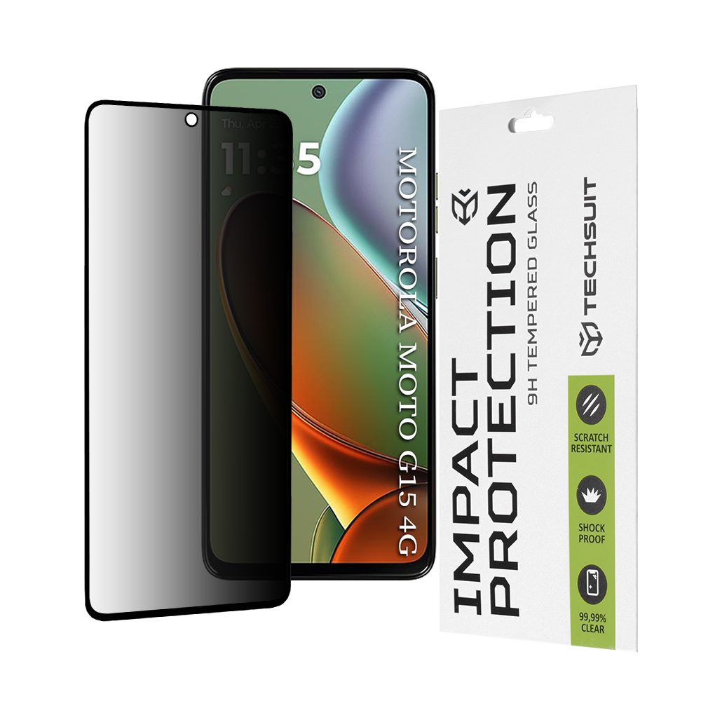 Levně Techsuit 111D Privacy Tvrzené sklo, Motorola Moto G15 / G15 Power, černé