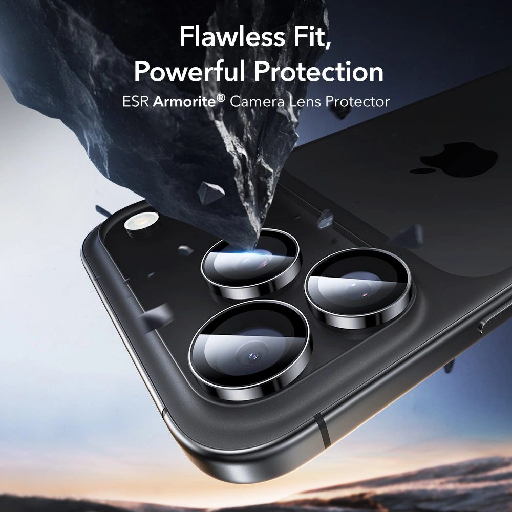 ESR Armorite Tvrdené sklo na šošovku fotoaparátu, iPhone 14 Pro / Max / 15 Pro / Max / 16 Pro / Max / 17 Pro / Max, čierne