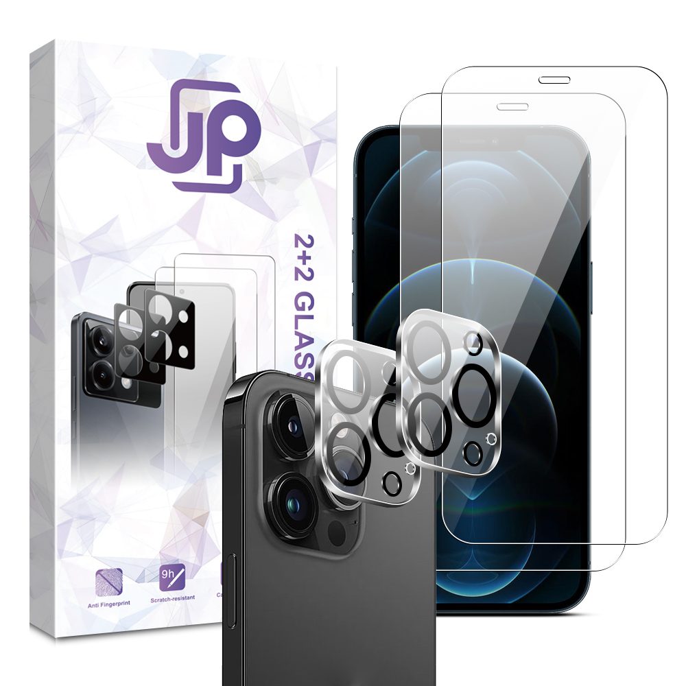 Levně JP Combo pack, Sada 2 tvrzených skel a 2 sklíček na fotoaparát, iPhone 12 Pro