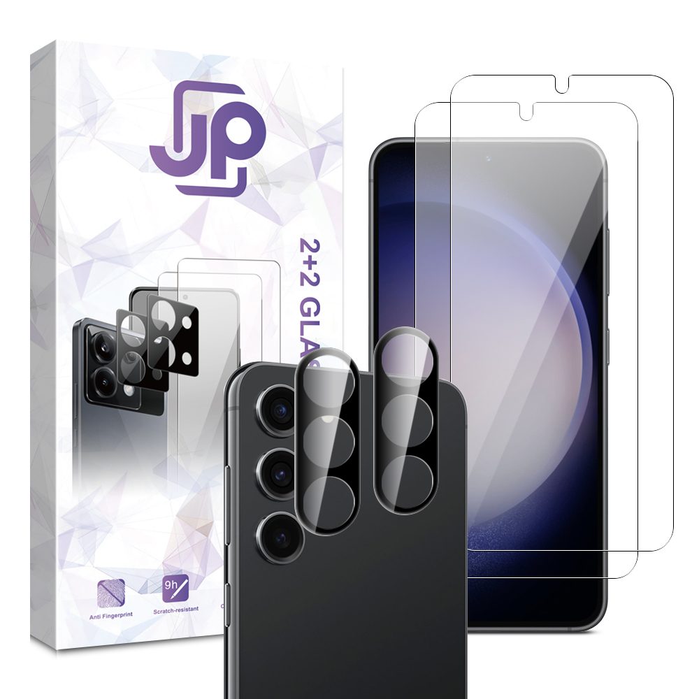 Levně JP Combo pack, Sada 2 tvrzených skel a 2 sklíček na fotoaparát, Samsung Galaxy S23