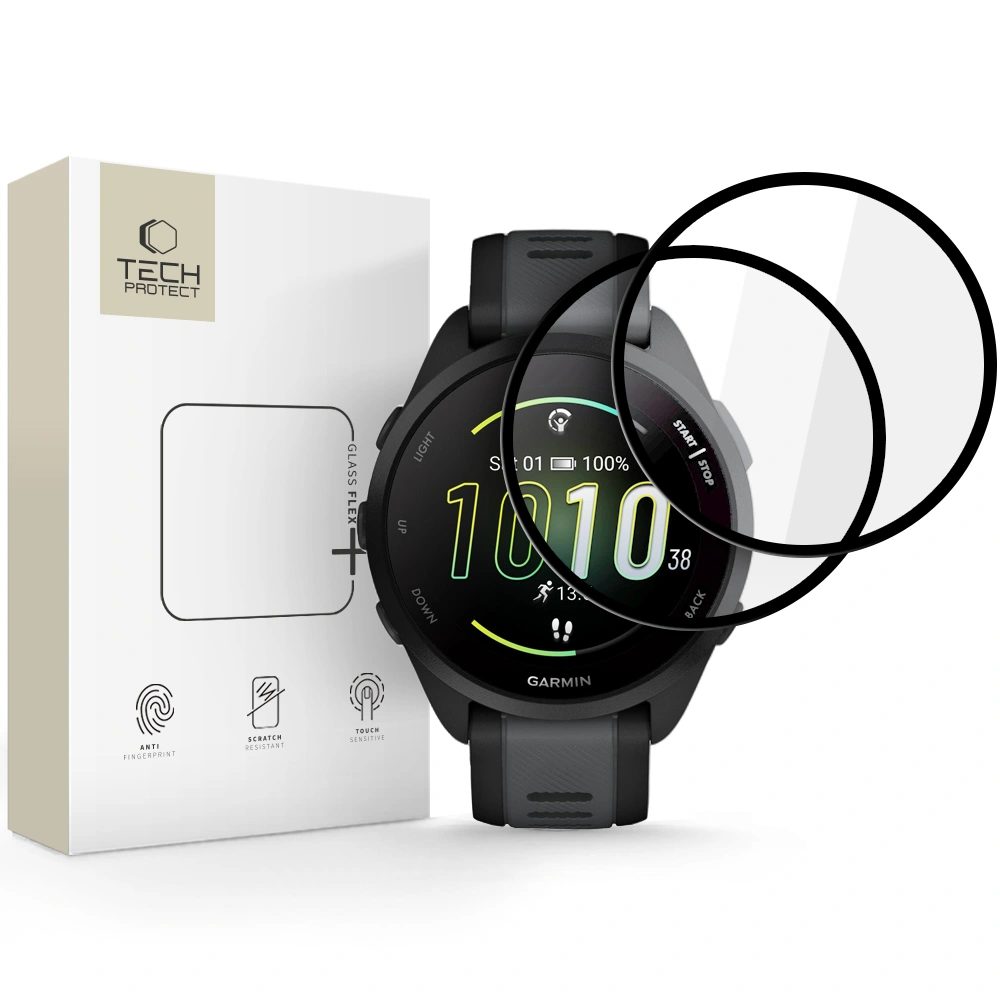 Tech-Protect Glass Flex+, Garmin Forerunner 165, fekete, 2 darab