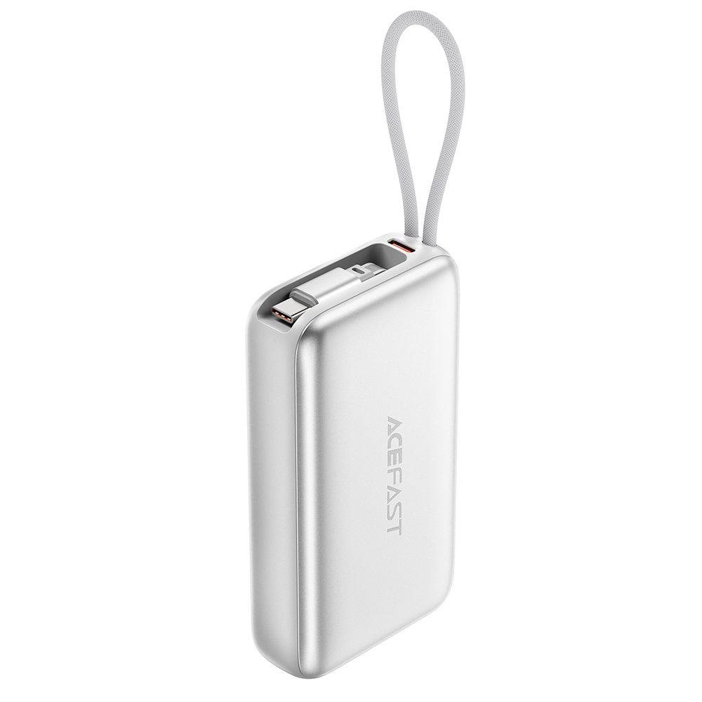 Acefast Powerbanka (M32) 10 000 mAh, USB-C + USB-C kábel, PD35W, strieborná