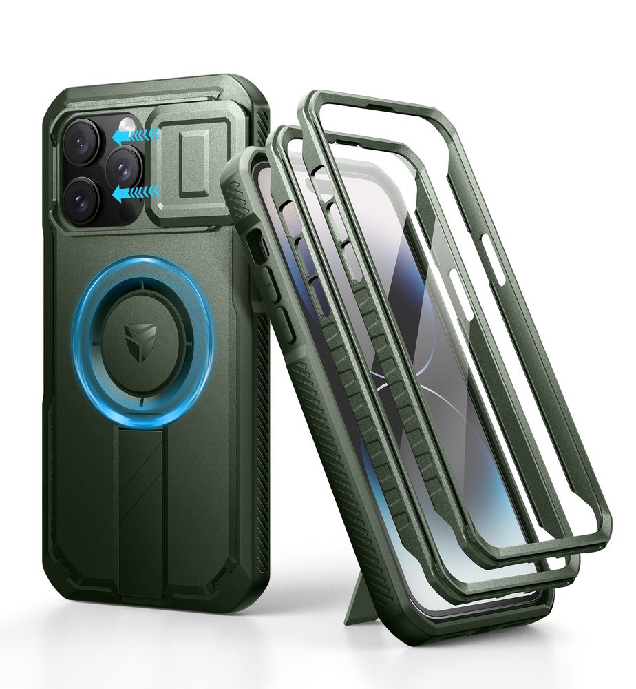 Levně Dexnor MagSafe 360 Kickstand Camprotector obal iPhone 14 Pro Max, zelený