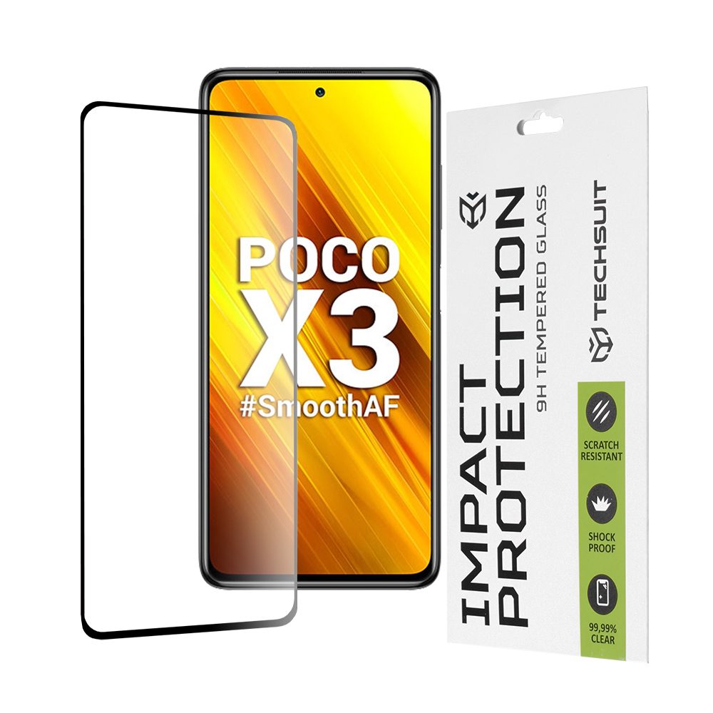 Techsuit 111D Edzett üveg, Xiaomi Poco X3 / Poco X3 NFC / Poco X3 Pro, Fekete