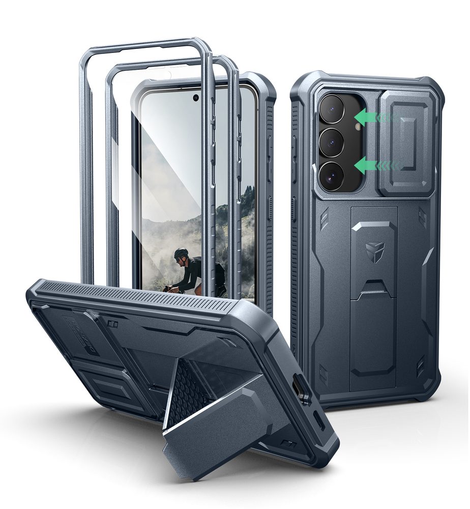 Levně Dexnor 360 Kickstand Camprotector obal Samsung Galaxy S25 FE, modrý