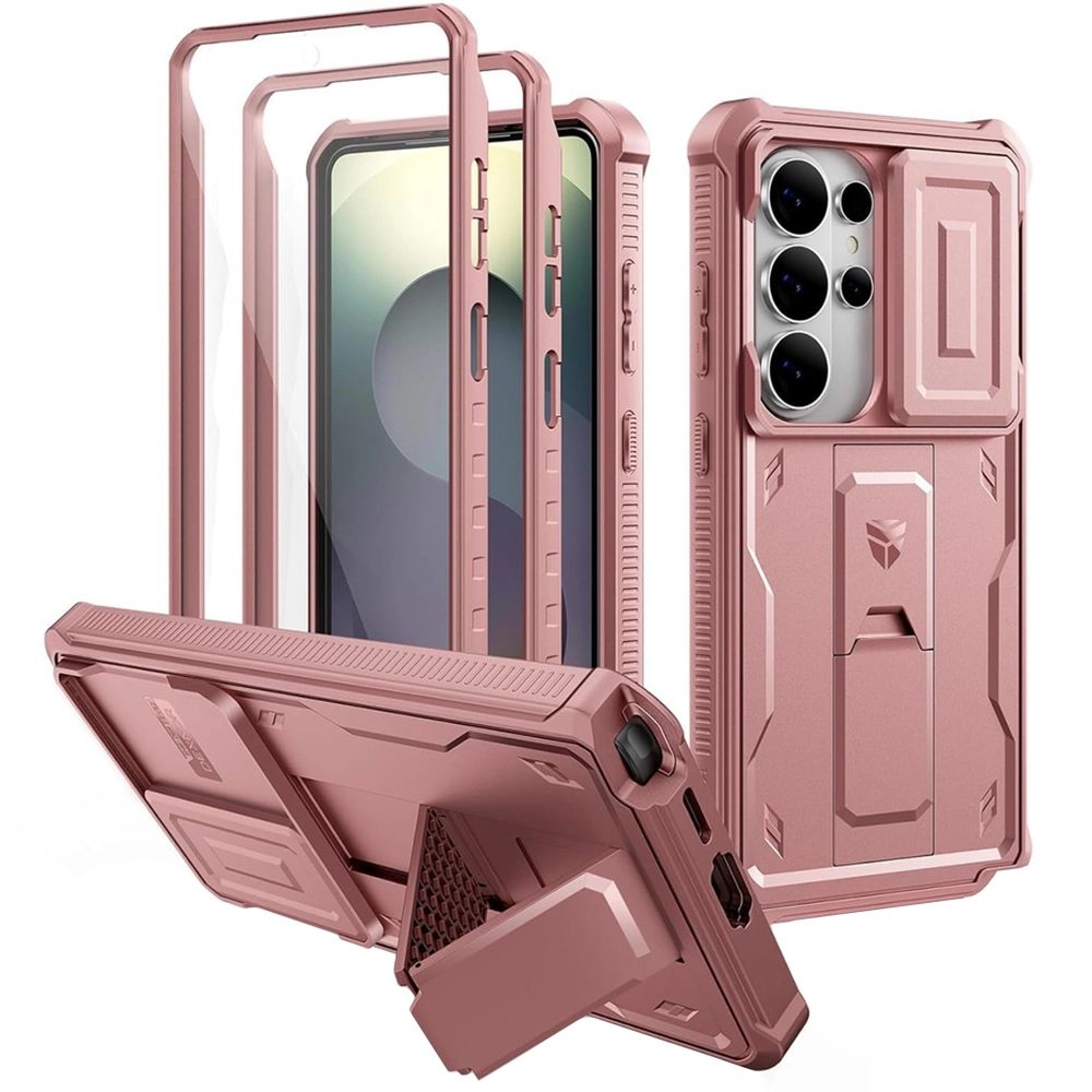 Levně Dexnor 360 Kickstand Camprotector obal Samsung Galaxy S26 Ultra, růžový