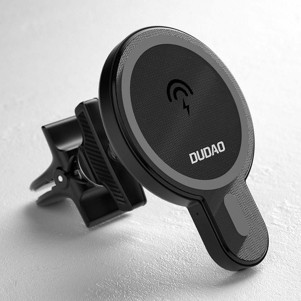 Dudao Suport Magnetic Pentru Mașină Cu încărcător Qi Wireless 15W (compatibil Cu MagSafe), Negru (F13)