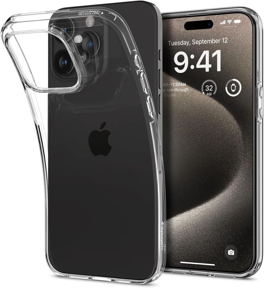 Spigen Liquid Crystal kryt na mobil, iPhone 15 Pro Max, Crystal Clear