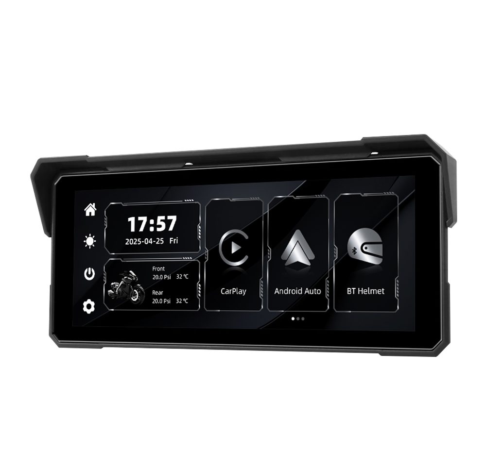 Display motocicletă 8,1" IPS cu Apple CarPlay și Android Auto wireless
