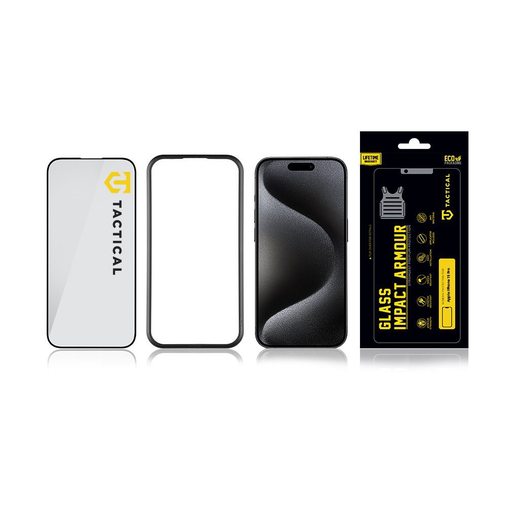 Tactical Glass Impact Armour Tvrzené Sklo S Aplikátorem, IPhone 15 Pro Max