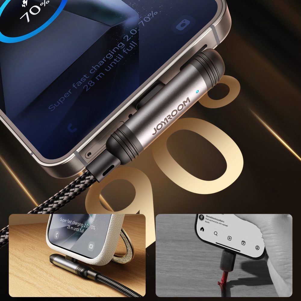 Joyroom S-A56 EnjoyX Series 90° kábel USB-A - USB-C, 3A, 1,2 m, čierny