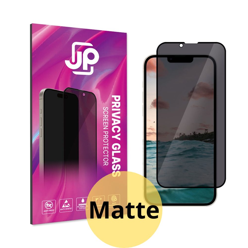 Levně JP Matte Privacy Tvrzené sklo, iPhone 15, černé