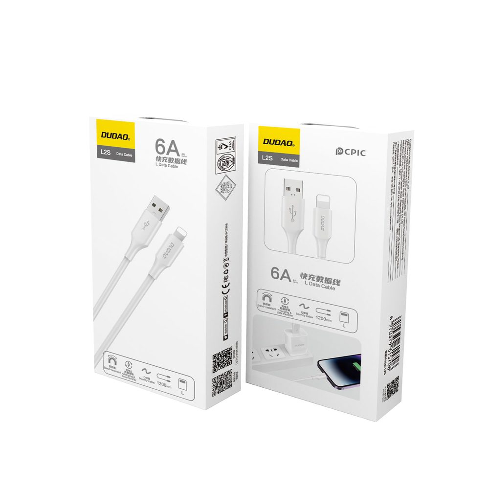 Dudao L2sL kábel USB-A - Lightning, 6A, 1,2 m, biely