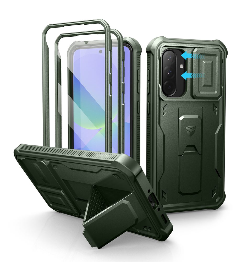 Dexnor 360 Kickstand Camprotector tok Samsung Galaxy A36 készülékhez, zöld