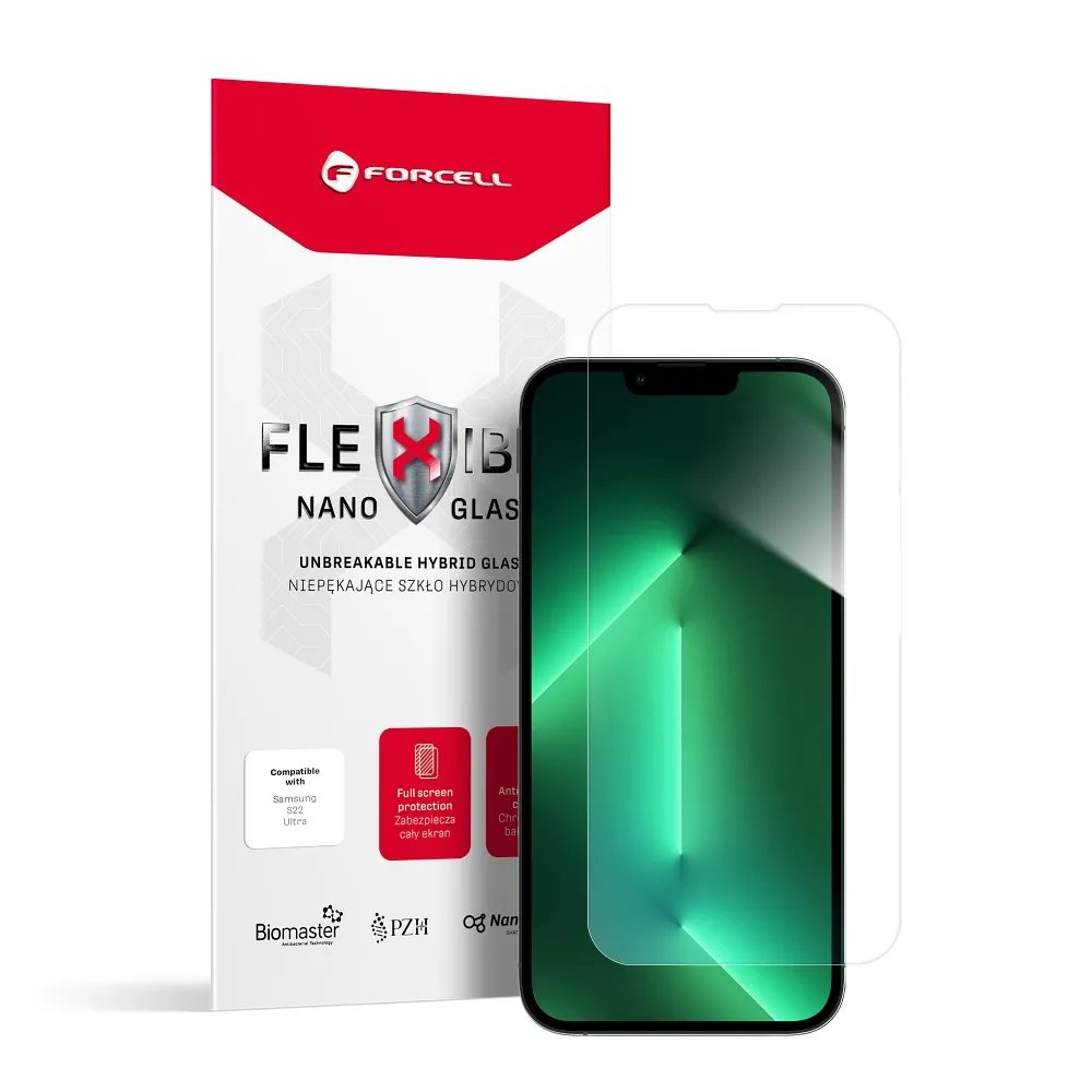 Forcell Flexible Nano Glass Hibrid üveg, IPhone 13 / 13 Pro, átlátszó