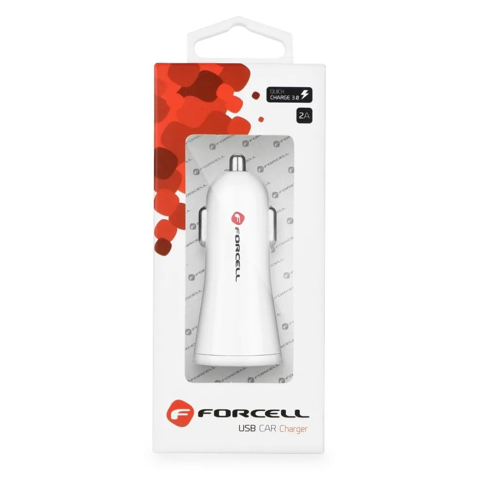 Forcell Autóadapter USB Csatlakozóval, 2,4 A, Quick Charge 3.0 Gyorstöltéssel