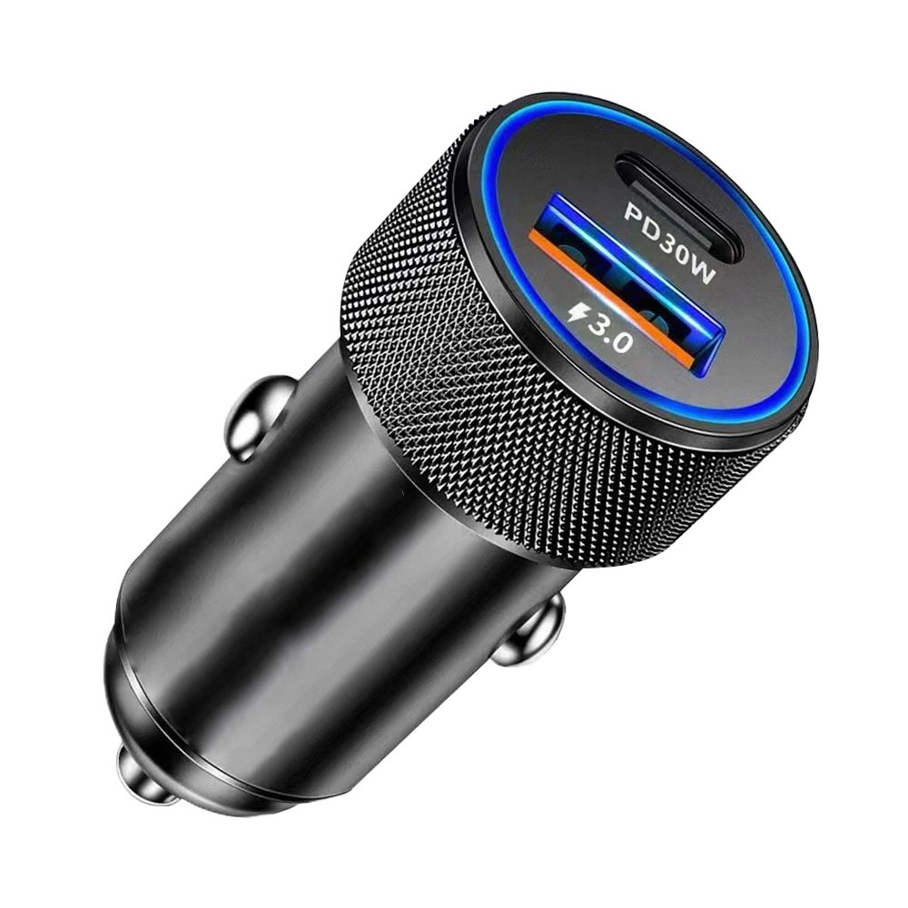 Techsuit nabíjačka do auta (C2), USB + USB-C, čierna