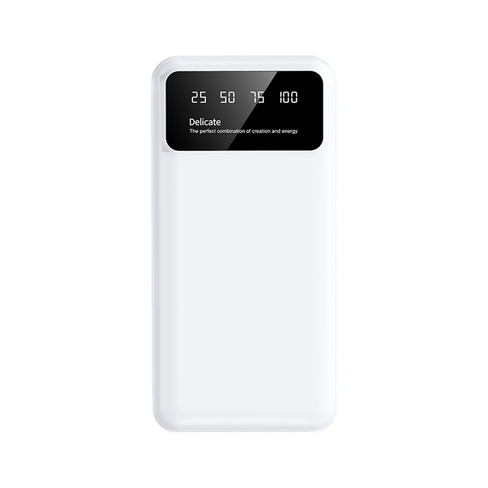 Powerbanka 20000mAh, 2x USB, s LED svetlom, biela
