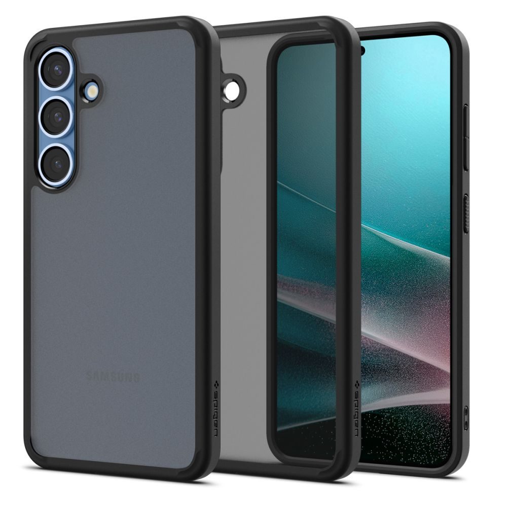 Spigen Ultra hibrid tok mobiltelefonhoz, Samsung Galaxy S25, fekete