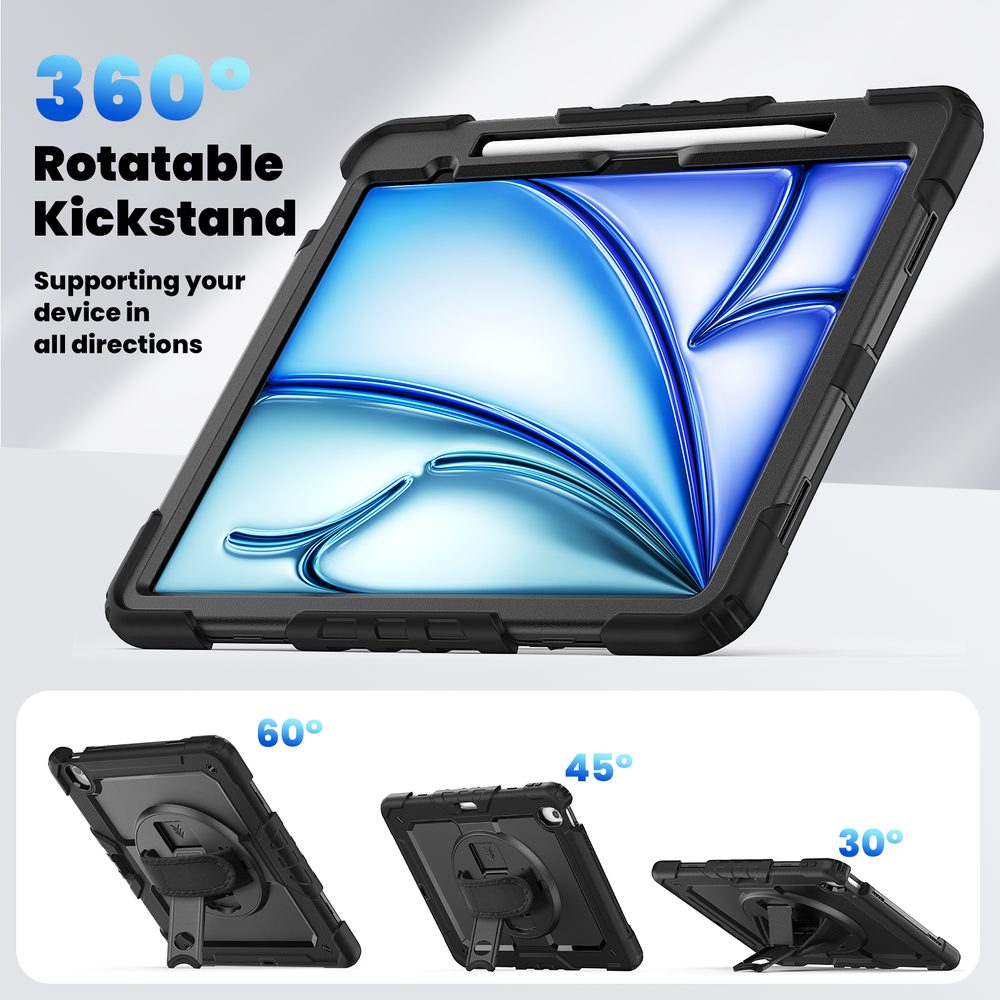 JP Solid360 obal na tablet, iPad Air 13 2024 / 2025 / 2026, čierny
