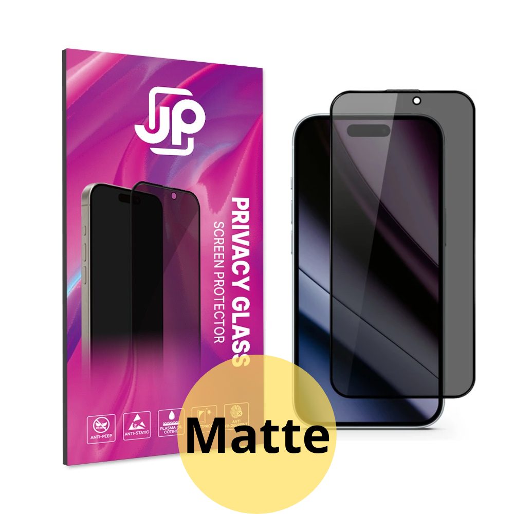 Levně JP Matte Privacy Tvrzené sklo, iPhone 16, černé