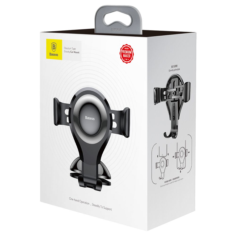 Baseus Osculum Gravity Car Mount, Suport Telefon Pentru Parbrizul Mașinii, Negru (SUYL-XP01)