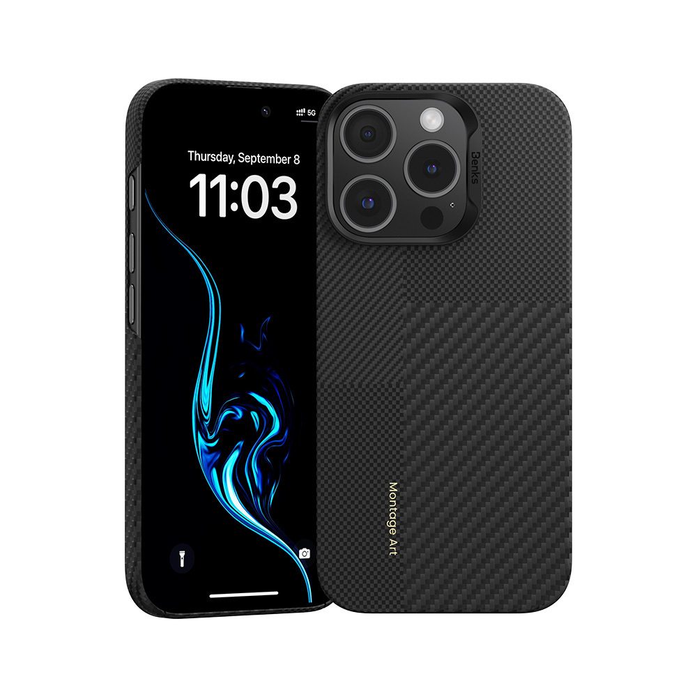 Benks Montage Magnetic Armor Air Kevlar PC rám, iPhone 16 Pro, čierny