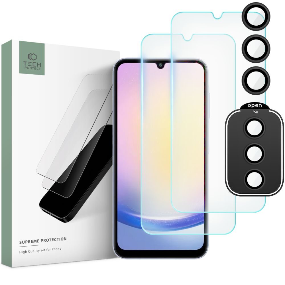 Tech-Protect Supreme Set, 2 Tvrdené Skla + Sklo Na šošovku, Samsung Galaxy A25 5G