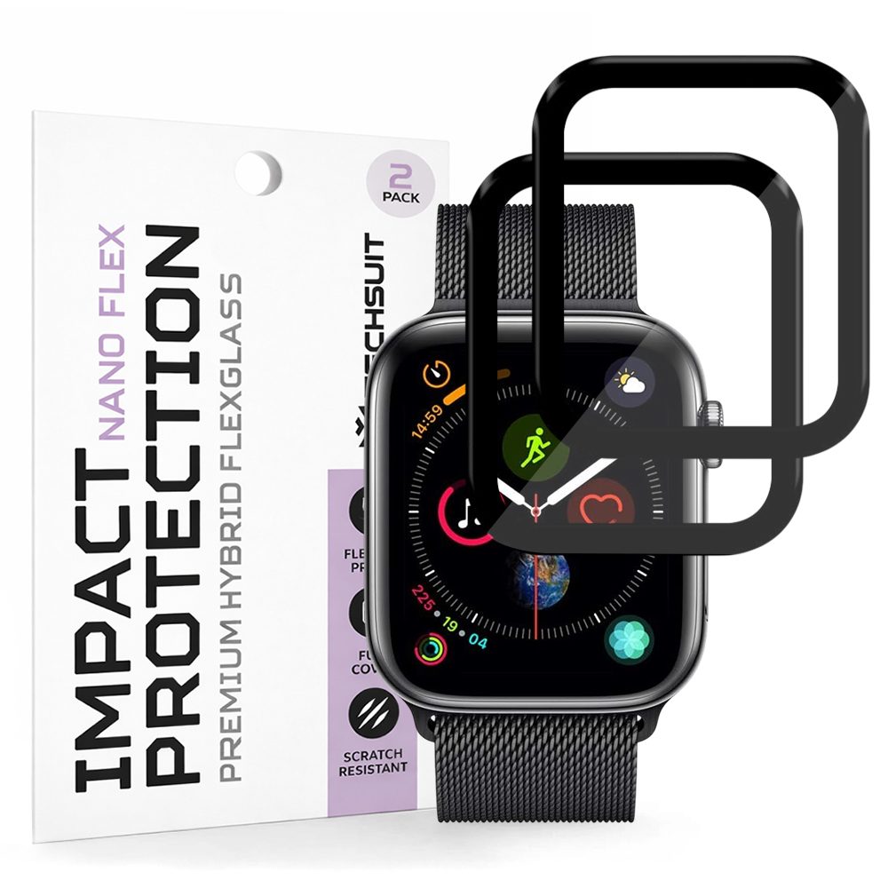 Levně Techsuit Nano Flex, Apple Watch 4 / 5 / 6 / SE / SE 2 / SE 3 44mm, 2 kusy, černé