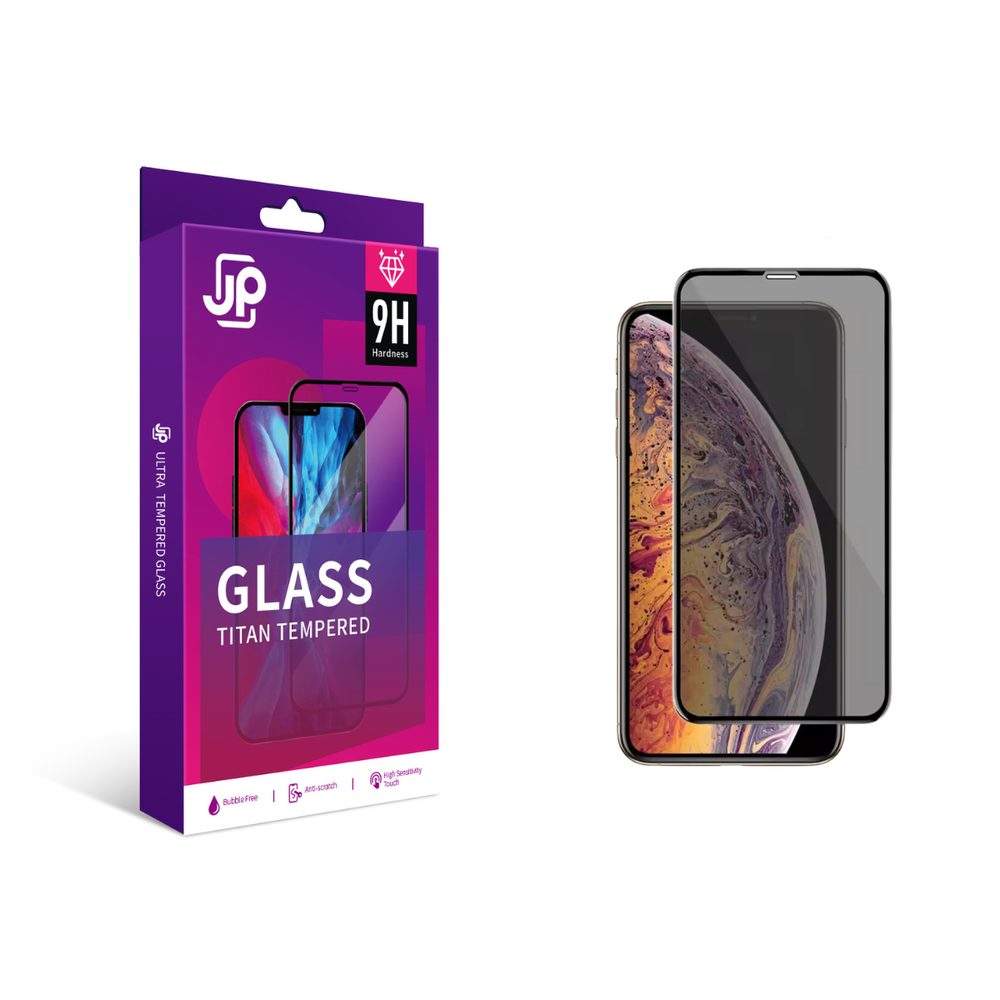 Levně JP Titan Privacy extra odolné tvrzené sklo, iPhone XR / 11, černé