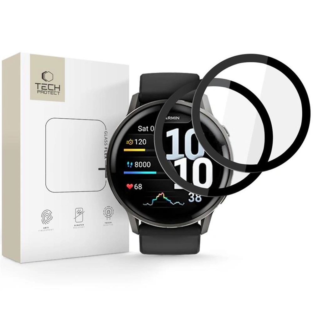 Levně Tech-Protect Glass Flex+, Garmin Venu 4 (45 mm), černé, 2 kusy