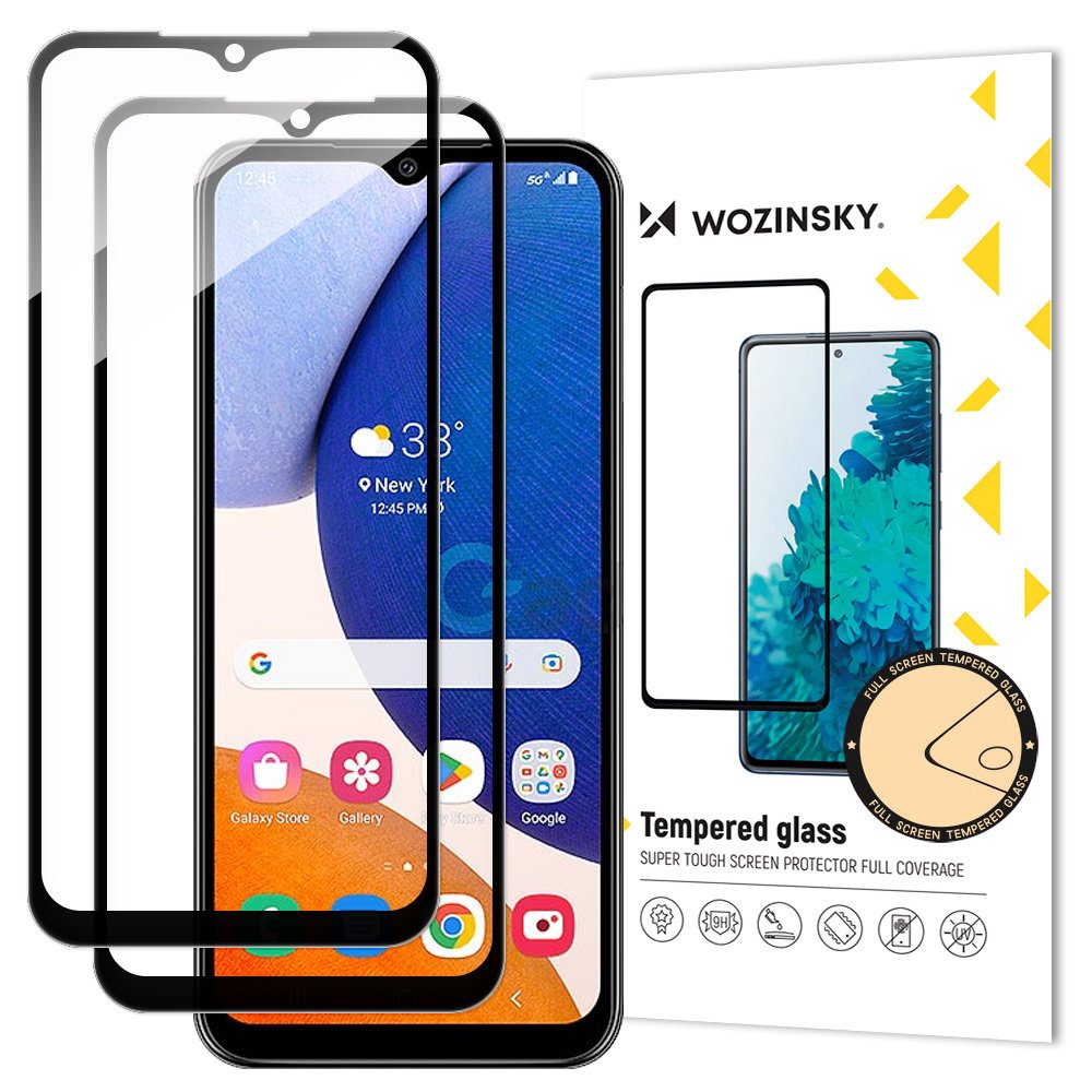 Wozinsky 2x 5D Edzett üveg, Samsung Galaxy  A14 / A14 5G, Fekete