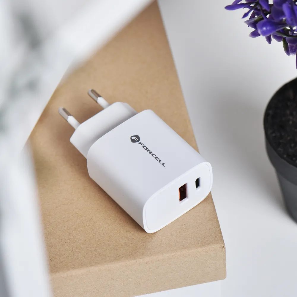 Forcell Adapter S USB-C I USB A Konektorom, 3A, 30W S PD I QC 4.0 Funkcijom Punjenja