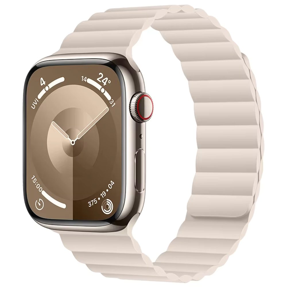 JP Szilikon mágneses szíj, Apple Watch 4 / 5 / 6 / 7 / 8 / 9 / 10 / SE / ULTRA 1 / 2 (44 / 45 / 46 / 49 mm), fehér