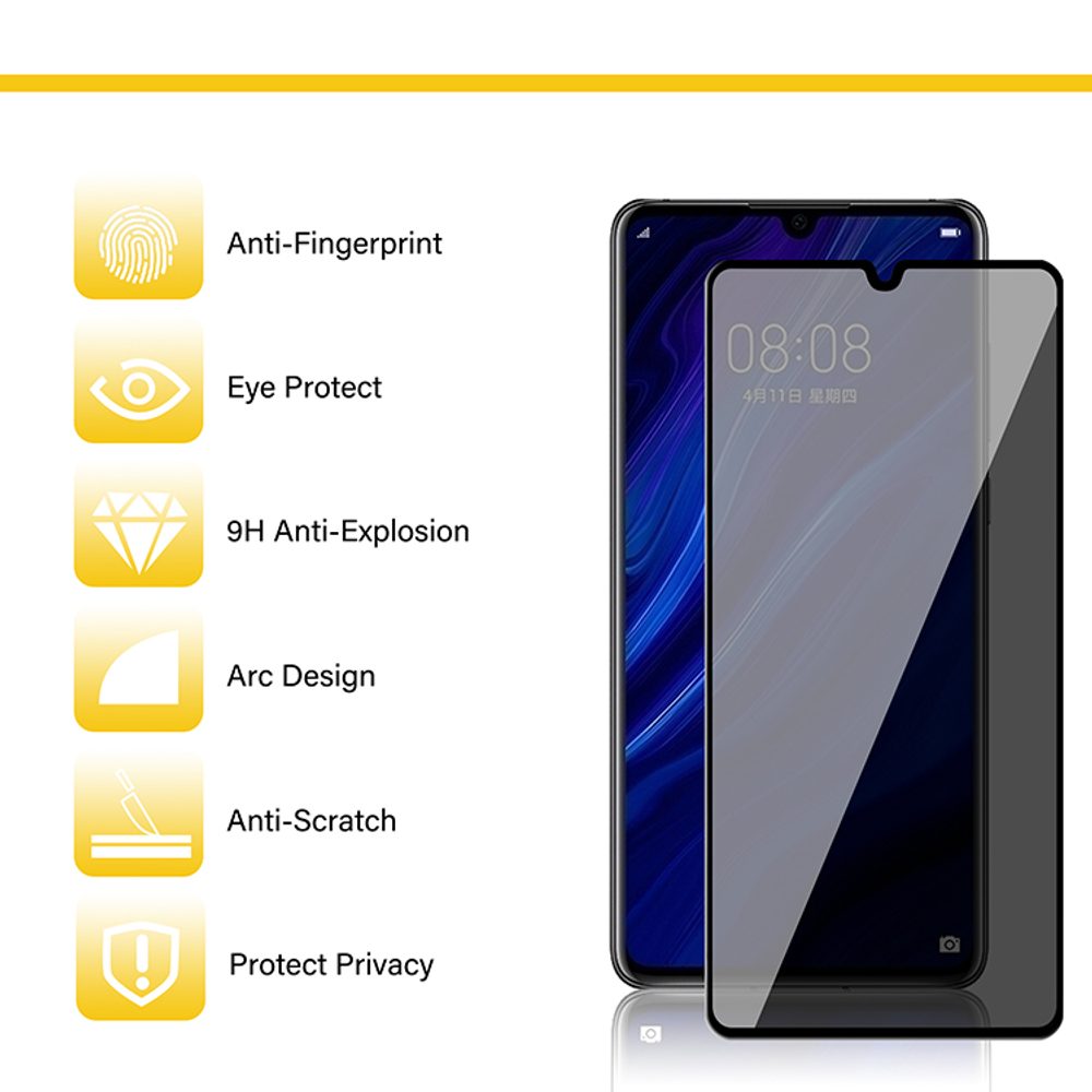 Privacy 5D Edzett üveg, Huawei P30 Lite