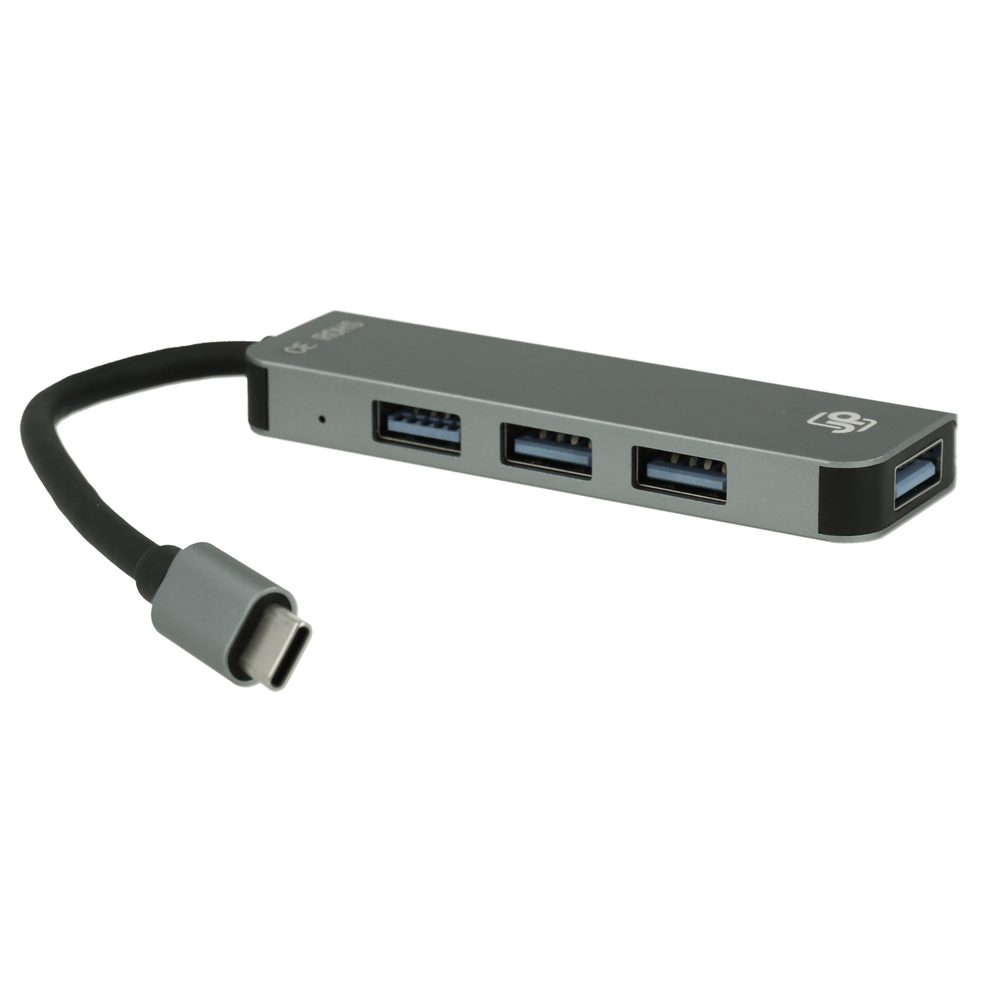 JP Hub 4v1, USB-C na 4x USB 3.0, sivý