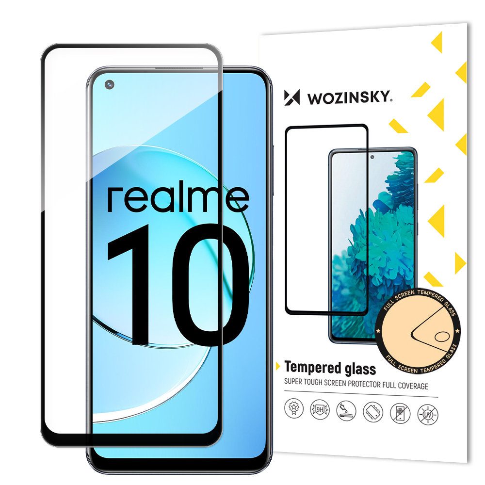 Realme 10, 5D Tvrdené Sklo, čierne