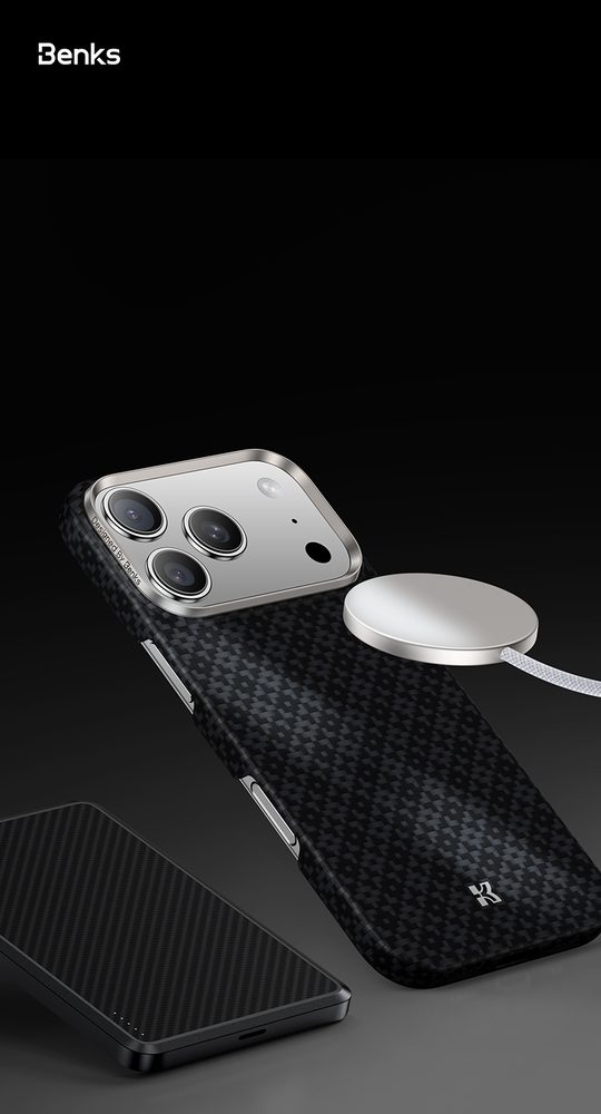 Benks Magnetic Armor Air Armor Grid Kevlar obal Metal Frame, iPhone 17 Pro, čierny