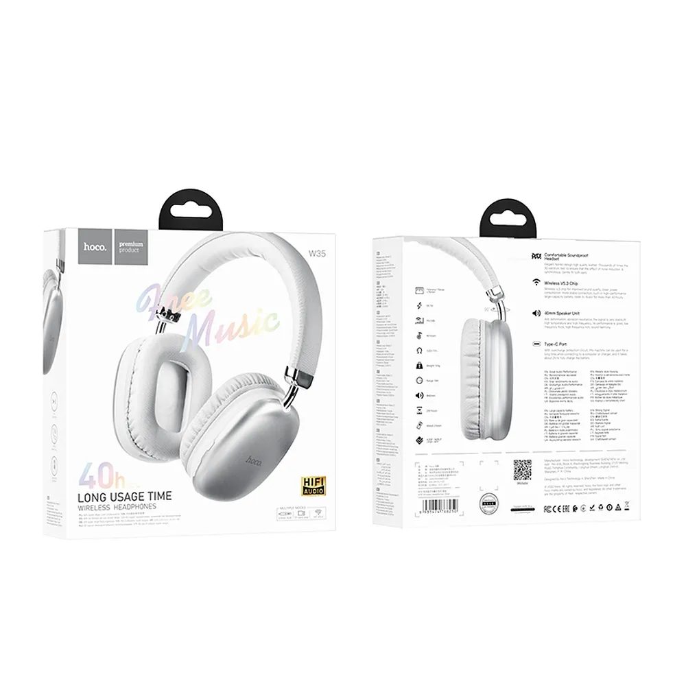 Slušalke Bluetooth Hoco W35, Srebrne
