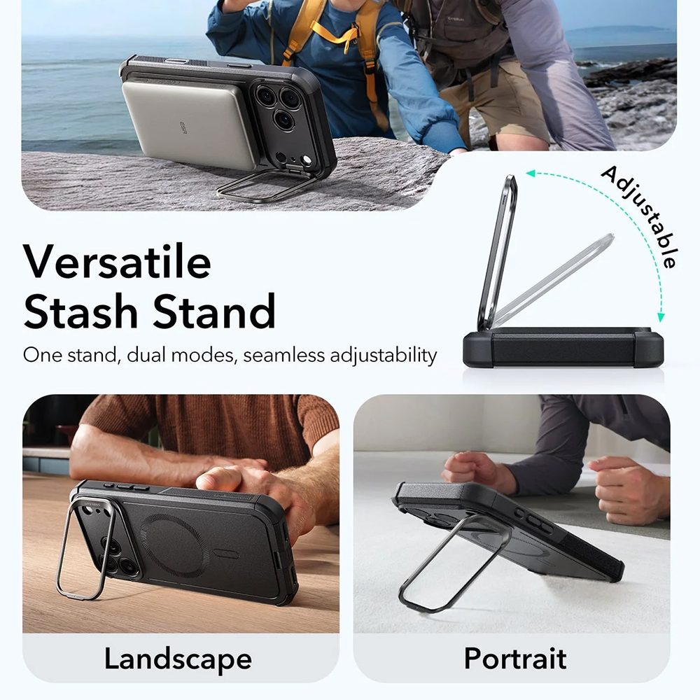 Kryt ESR Cyber Armor Kickstand, iPhone 17 Pro Max, čierny