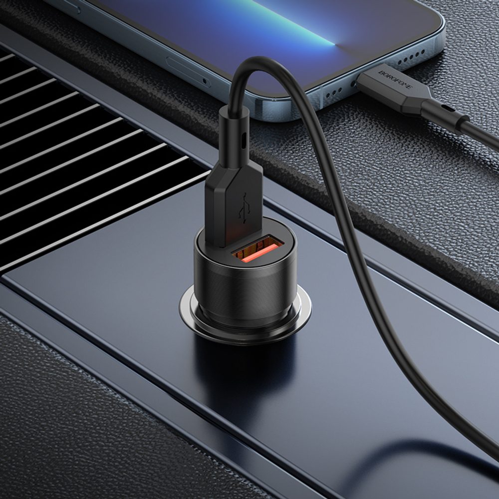 Borofone BZ19 Wisdom Nabíjačka Do Auta, 2x USB, 12W, S Káblom USB - Lightning, čierna