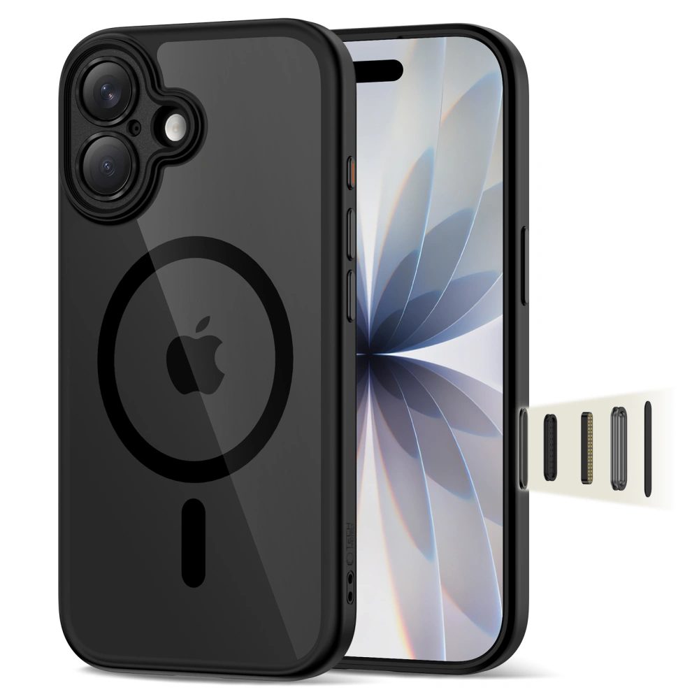 Levně Tech-Protect MagPeak MagSafe CC, iPhone 17, černý / průhledný