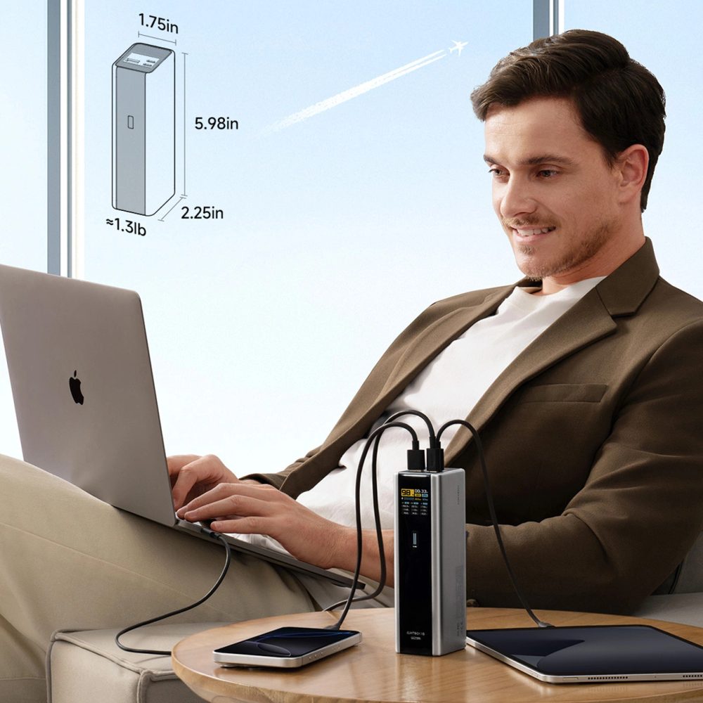 Cuktech CKPB200UGLGR Powerbanka 20000mAh, 2x USB-C + USB-A, 210W, sivá