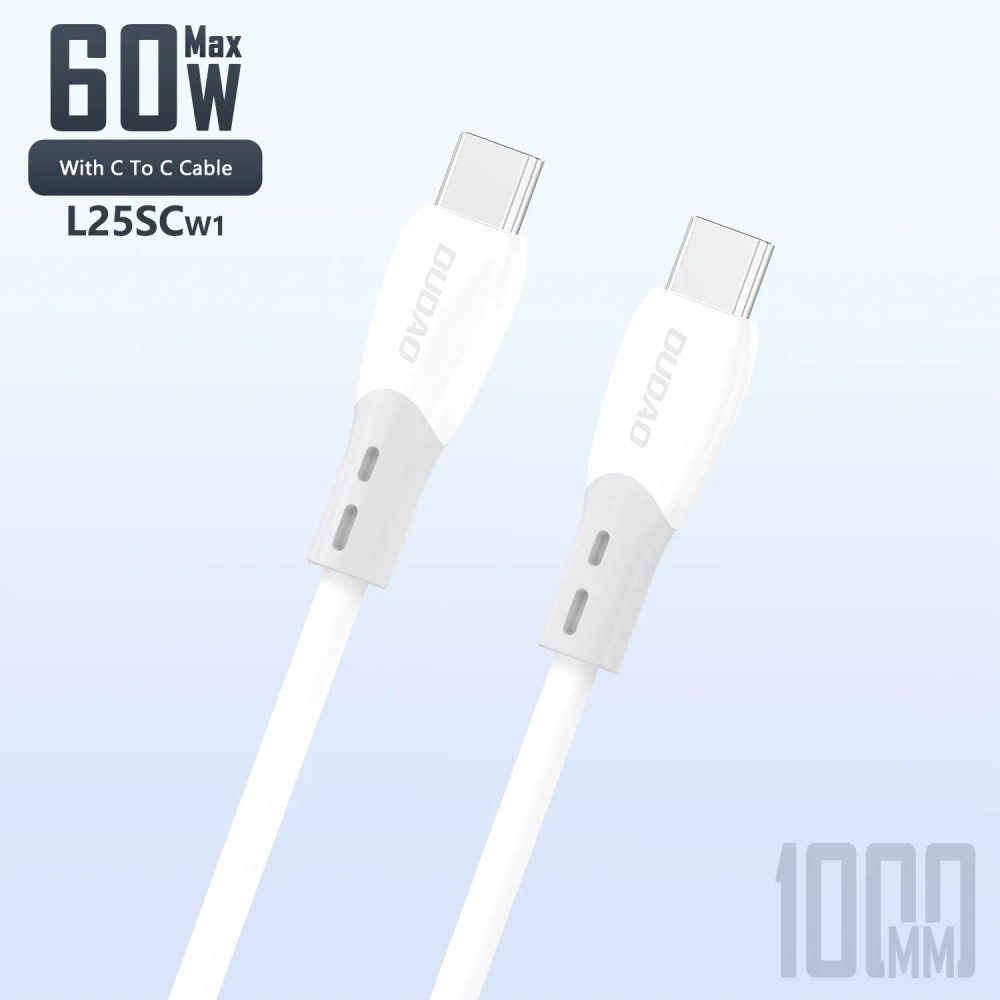 Dudao L25SC kábel USB-C - USB-C, 60W, 1 m, biely