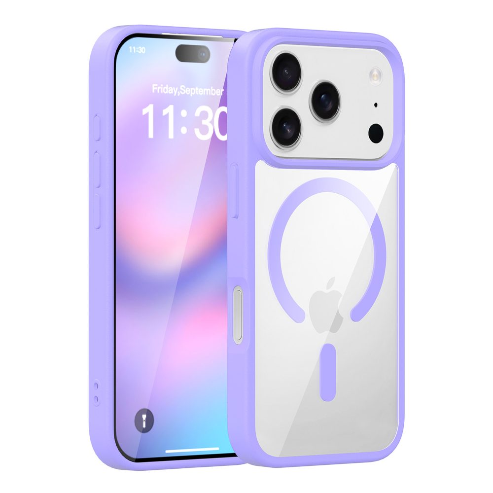 Levně JP MagFit Clear MagSafe obal s N52 magnetem, iPhone 17 Pro, fialový