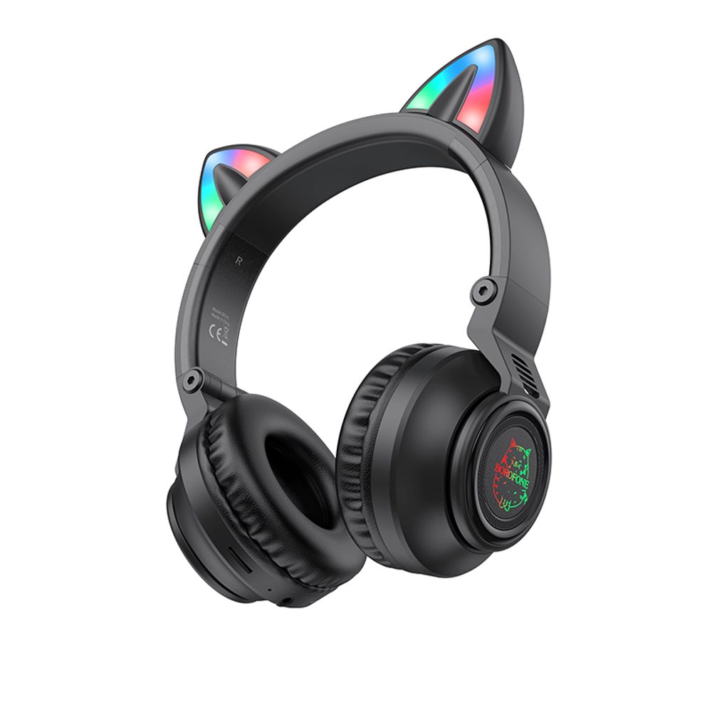 Căști Bluetooth Borofone BO18 Cat Ear, negru