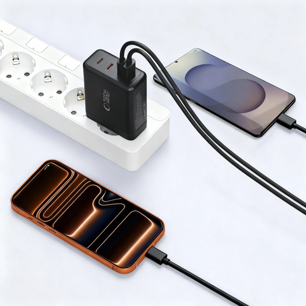 Tech-Protect NC120W-GAN 4-portová nabíjačka PD 120W / QC3.0, čierna