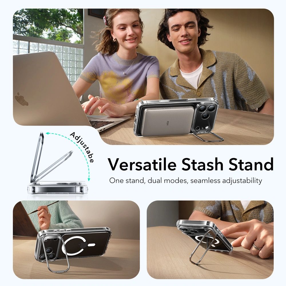 ESR Classic Hybrid Kickstand MagSafe, iPhone 17 Pro Max, priehľadný