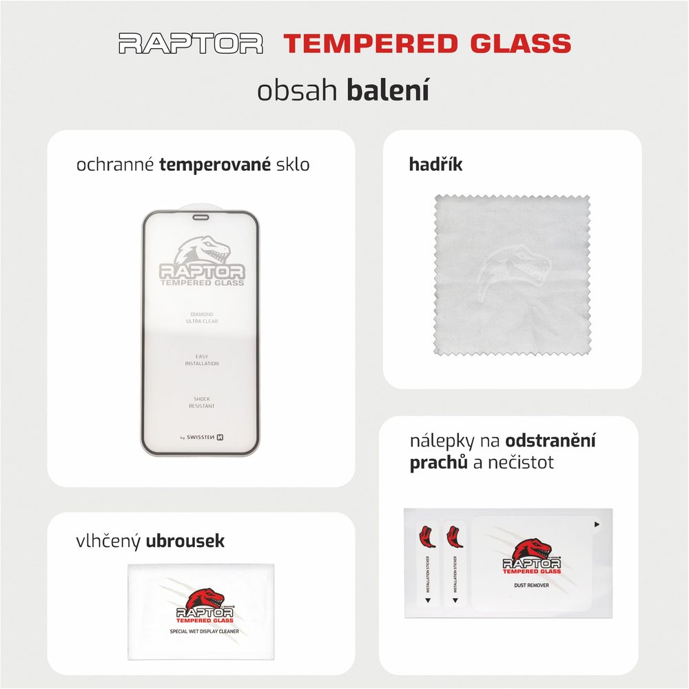 Swissten Raptor Diamond Ultra Clear 3D Zaščitno Kaljeno Steklo, IPhone 12 Mini, črne Barve
