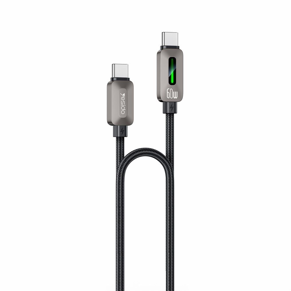 Cablu Yesido USB-C - USB-C, 60 W, 3 A, 1,2 m, negru